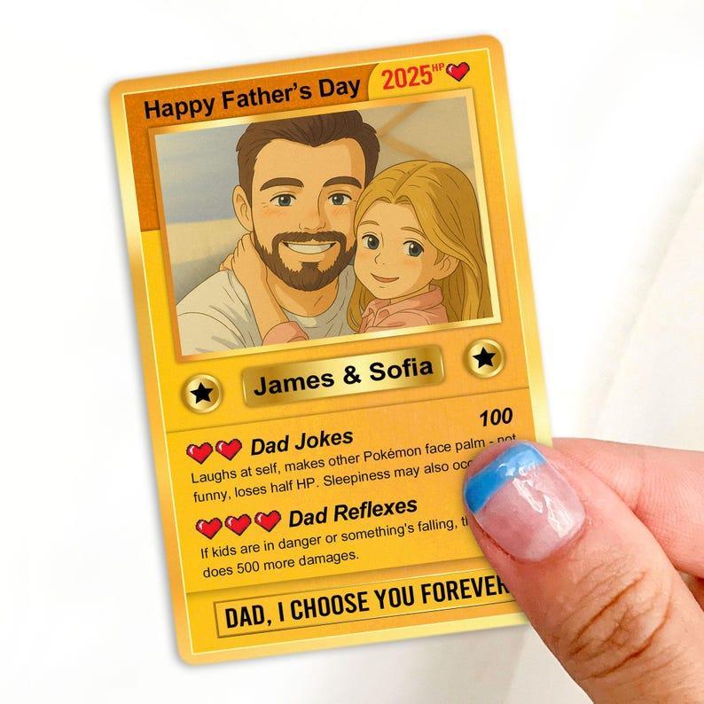 Personalized Father's Day Anime Cards, Custom Photo Anime Card, Fathers Day Gift For Dad, Gift For Husband - 