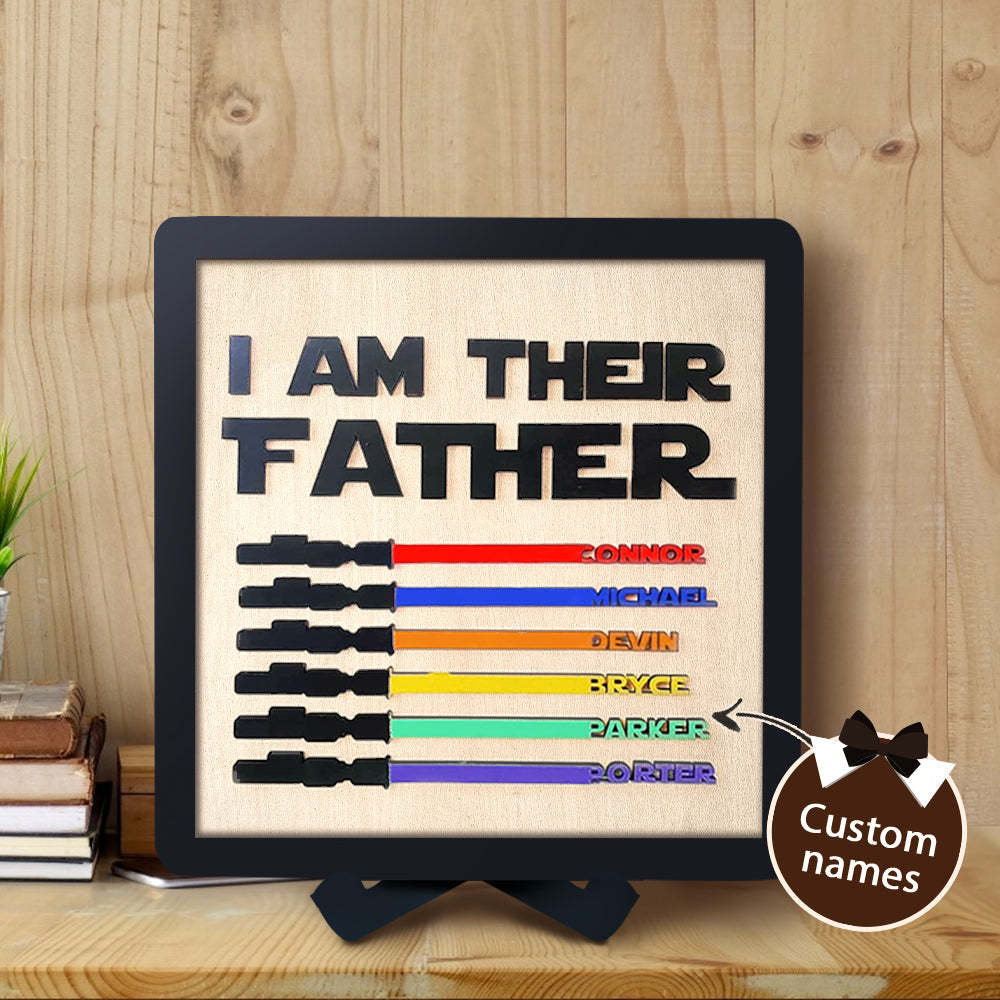 Personalized Lightsaber I Am Their Father Wooden Sign Father's Day Gifts - CustomPhotoWallet