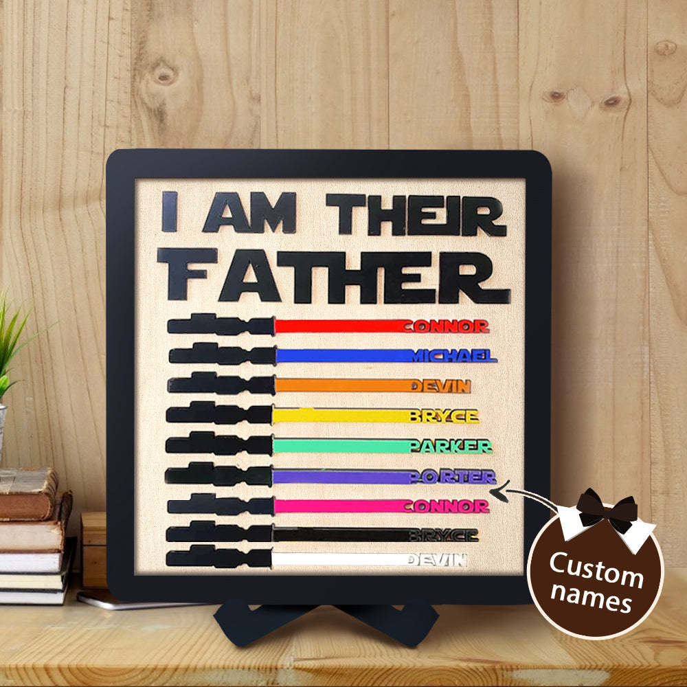 Personalized Lightsaber I Am Their Father Wooden Sign Father's Day Gifts - CustomPhotoWallet