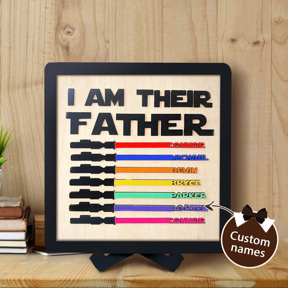 Personalized Lightsaber I Am Their Father Wooden Sign Father's Day Gifts - CustomPhotoWallet