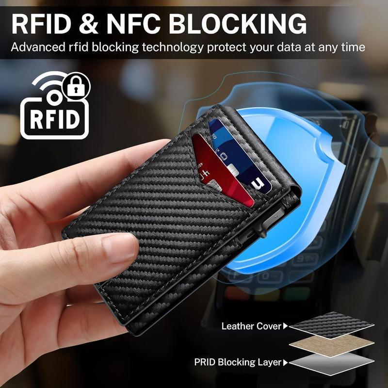 Men’s Foldable Wallet with Bifold Pop - Up ID Window RFID-Blocking Technology Secure Compact Card Holder Gift for Men Valentine's Day Gifts - 