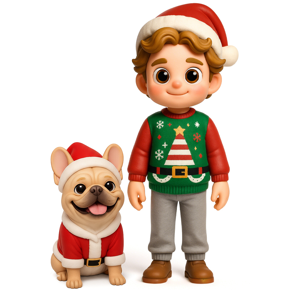 Custom 3D Figure from Your Photo Personalized Mini Doll Christmas Gift for Couples Family Friends - 