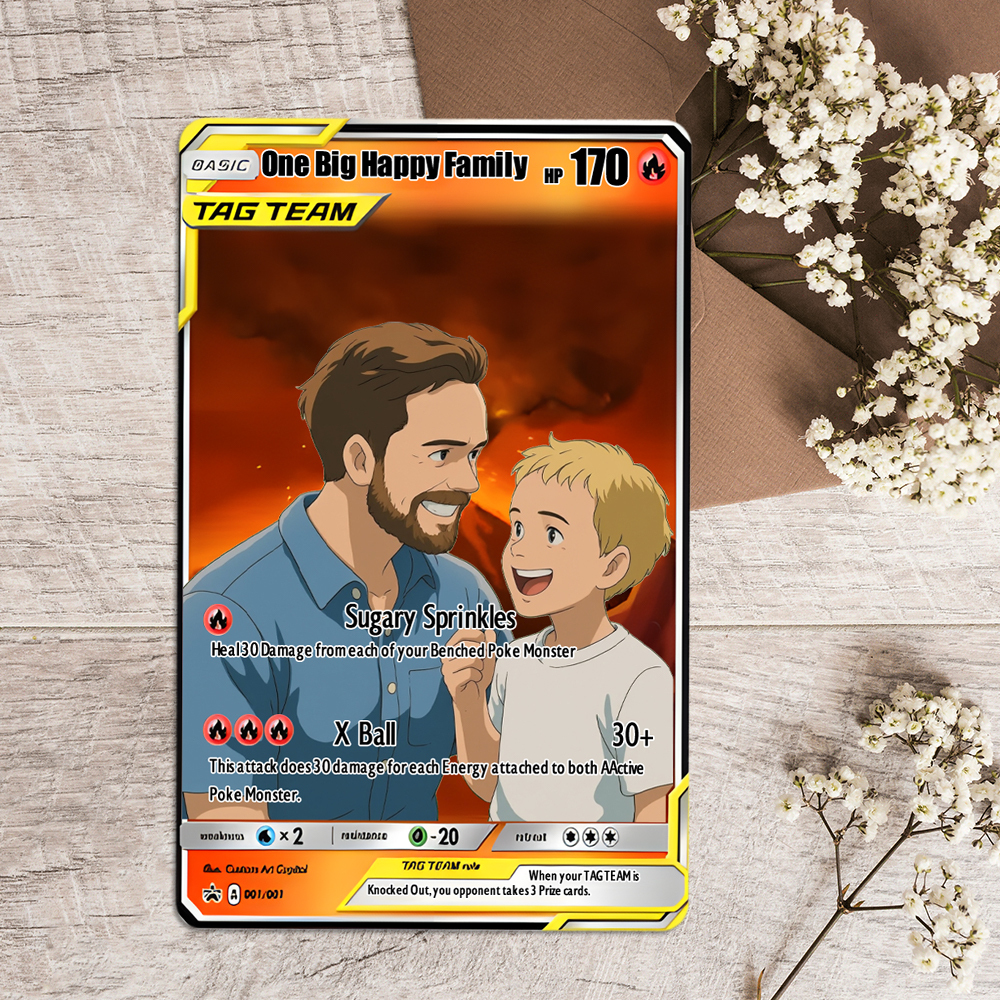 SALE! Custom POKE Tag Team Card Portrait - Personalized Anime Poster - Fathers Day Gift- Funny Cartoon K5