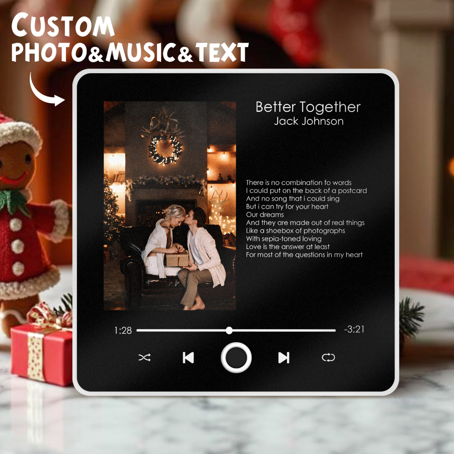 Customized Album Fridge Magnet Personalized Music Fridge Magnet Can Play Songs Christmas Gift - 