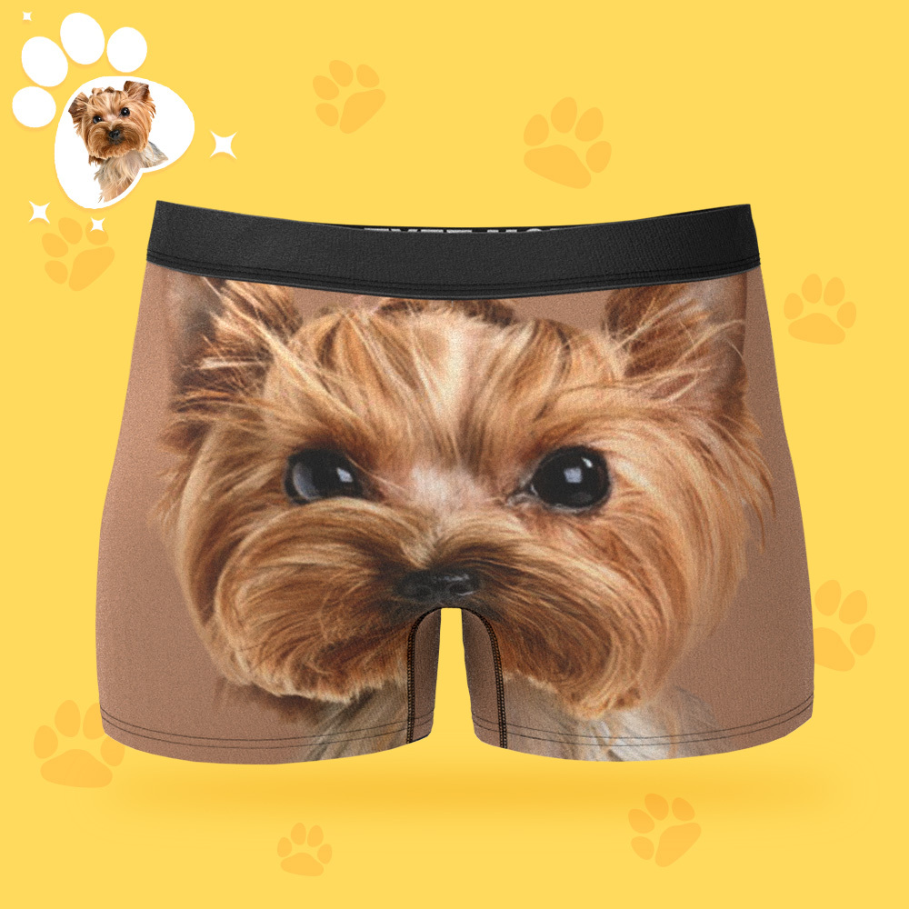 Custom Dog Face Funny Beach Trunks Men's Boxer Briefs - 