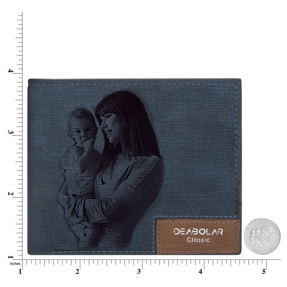 Men's Bifold Short Custom Photo Wallet Blue - 