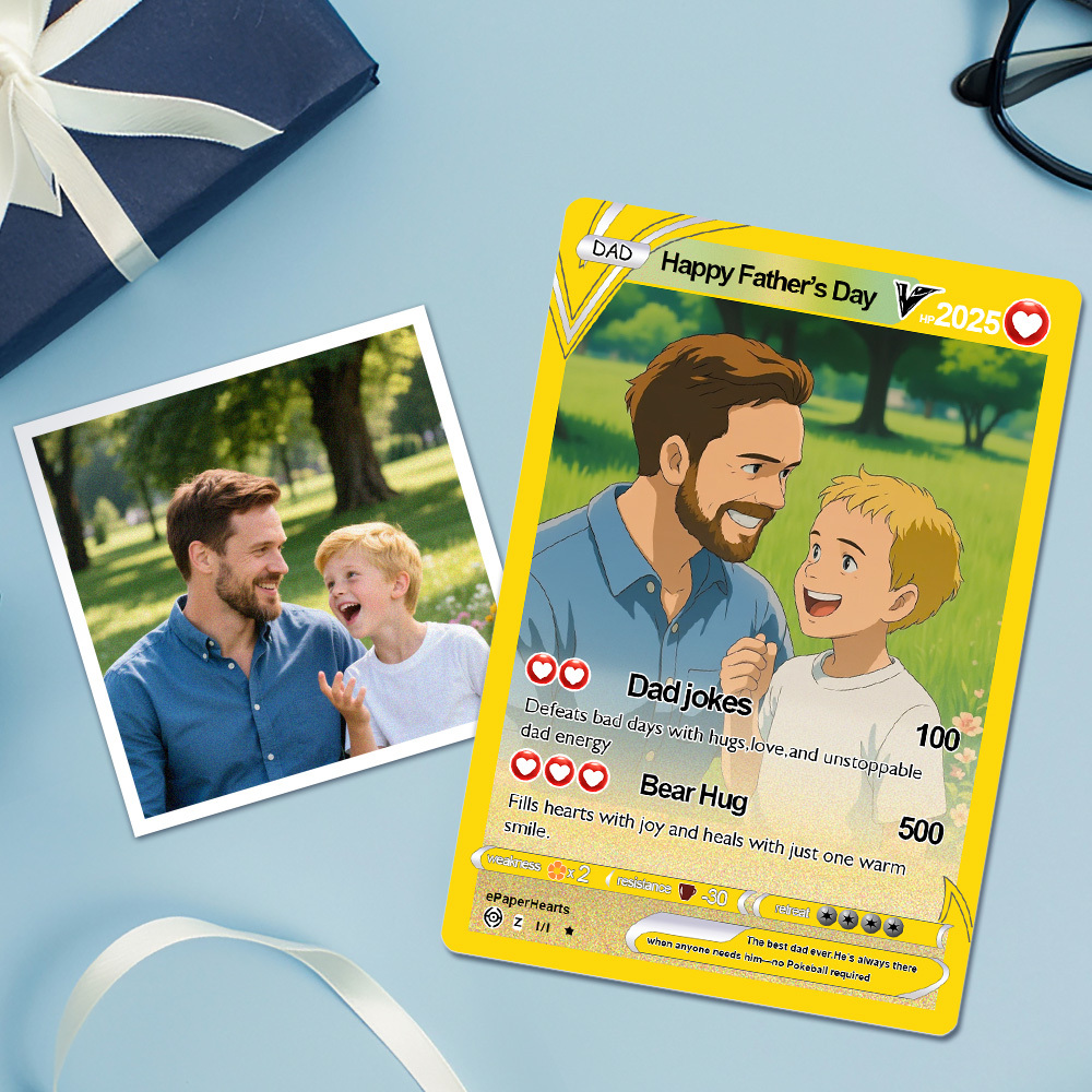 Father's Day Poke Card, Custom Poke Card, Gift For dad, Father's Day Gift, Custom Poke Present - MyFaceTshirt
