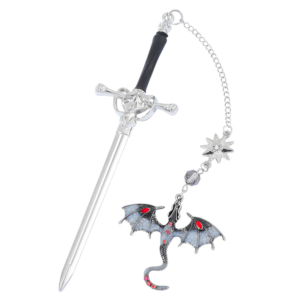 Personalized Dragon Sword Bookmark – Custom Name Fantasy Winged Dragon Metal Charm Gift for Book Lovers - 