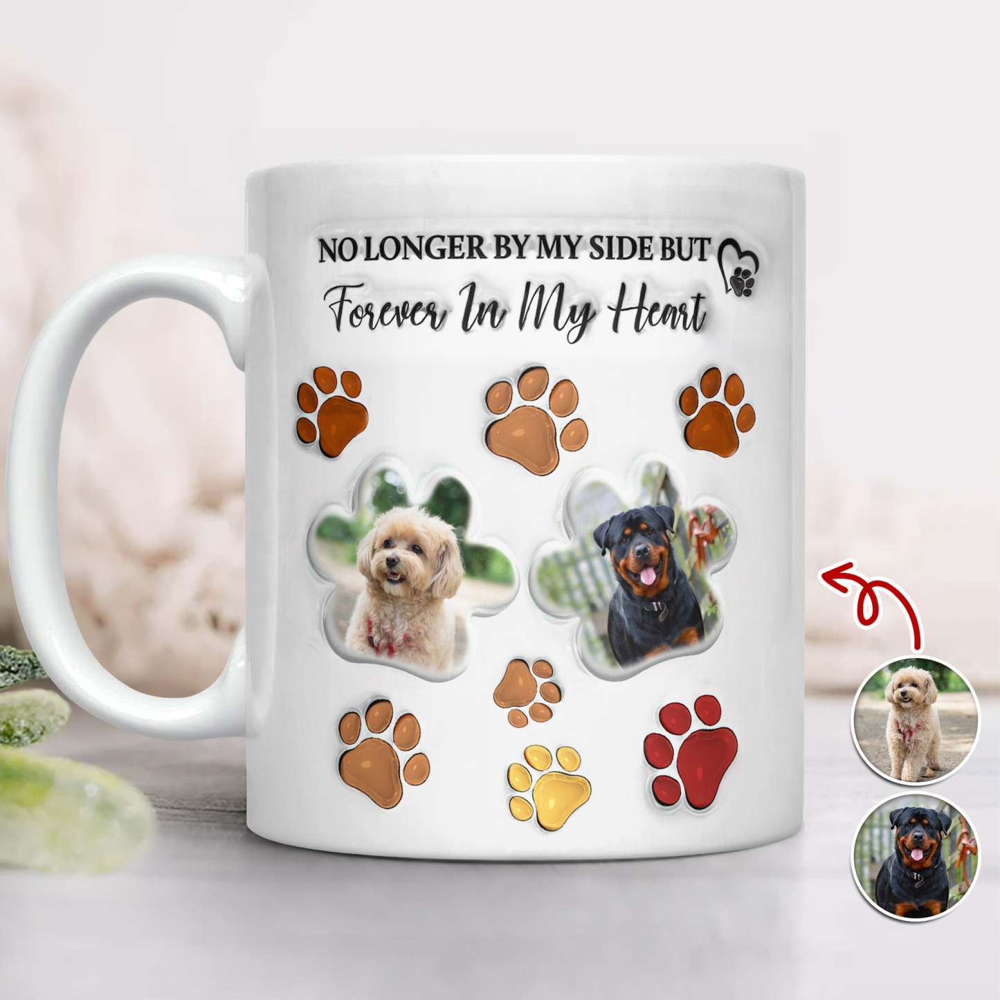 Custom Photo Forever In My Heart Memorial 3D Inflated Effect Printed Mug - 