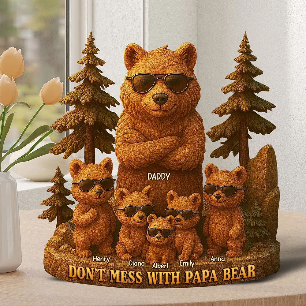 Papa Bear Acrylic Plaque - Personalized Gifts For Father - 