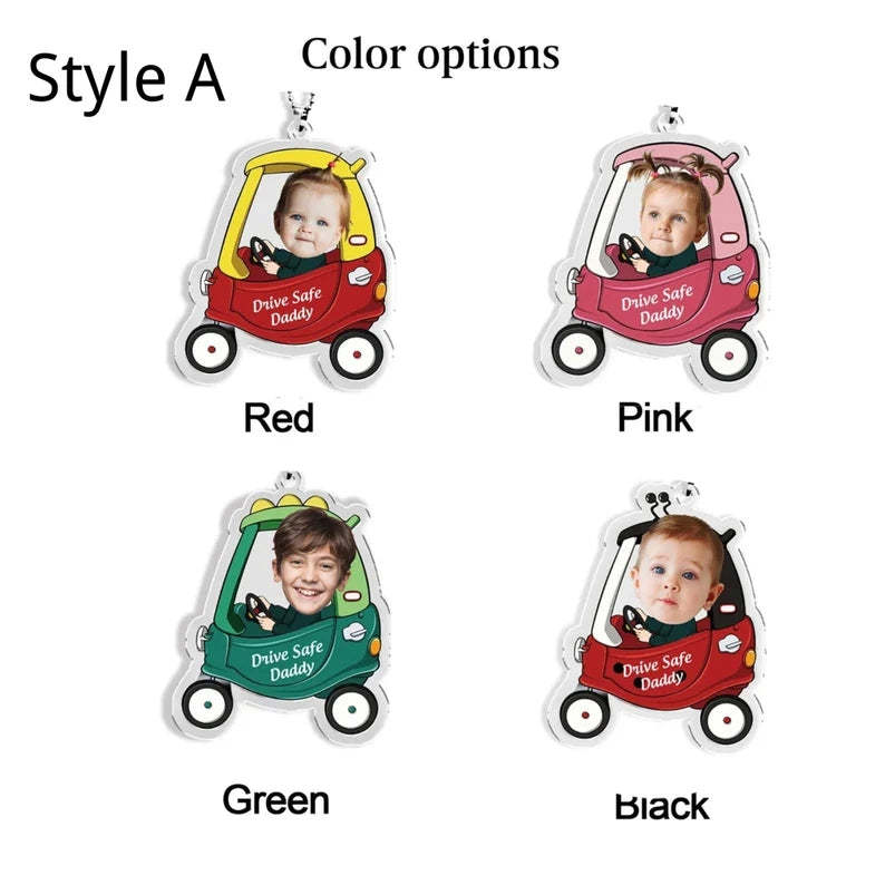Christmas Gifts Customized Drive Safe Daddy Acrylic Car Hanger, Personalised Acrylic Car Hanger, 1st Fathers Day Gift for Husband