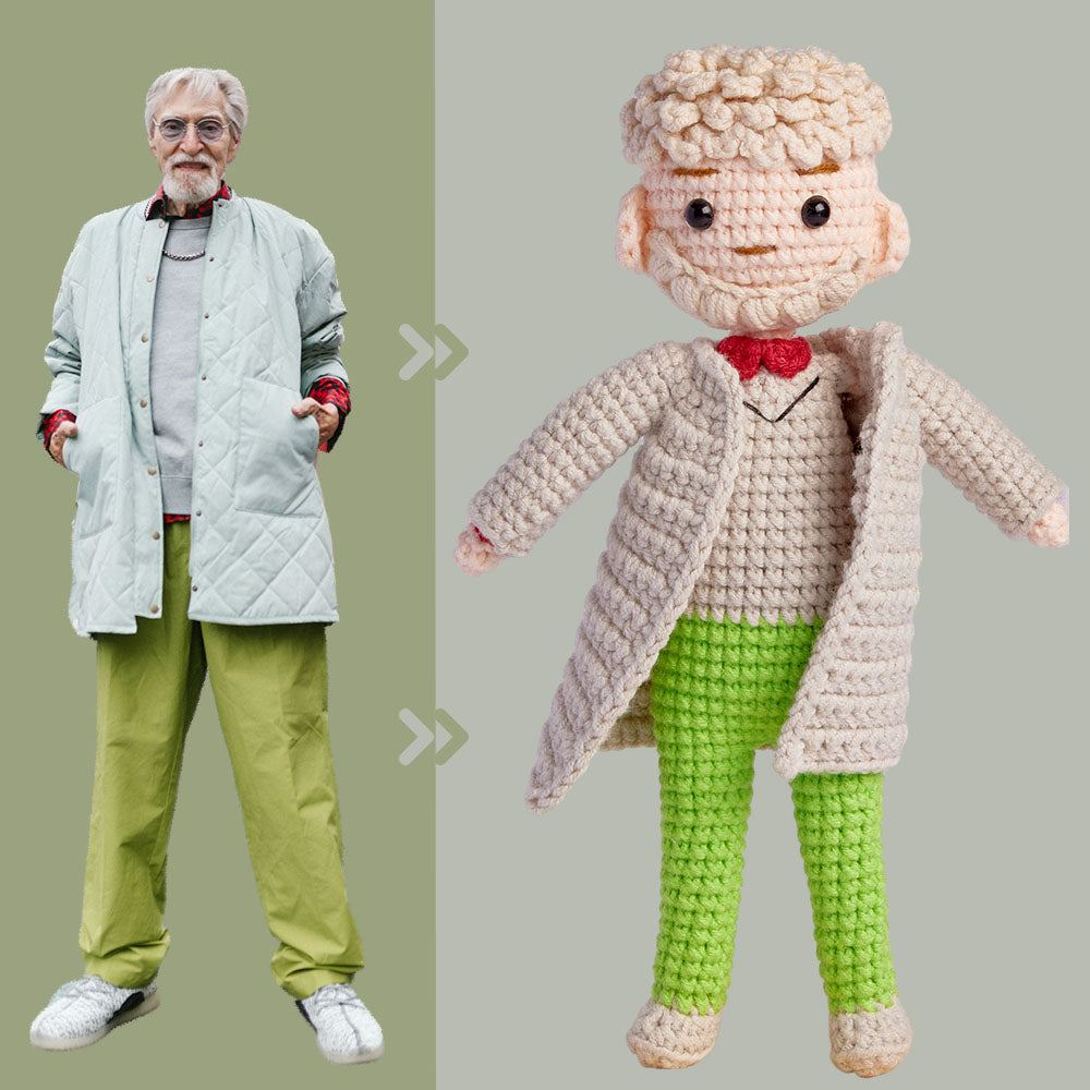 Father's Day Gifts Custom Crochet Doll Personalised Gifts Handwoven Mini Look alike Dolls - Fashion Grandpa Doll