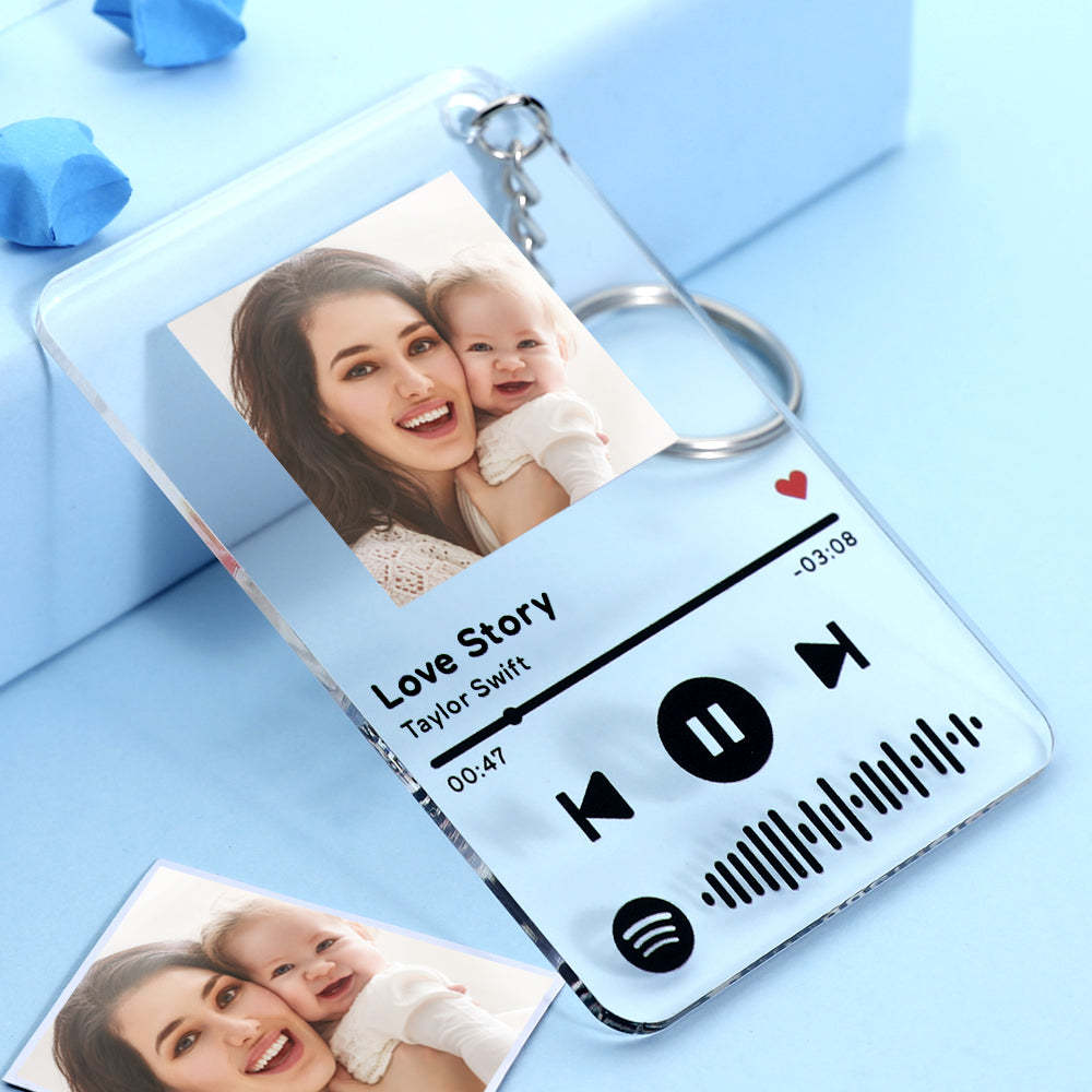 Gifts for Mum Keychain Custom Photo Spotify Keyring