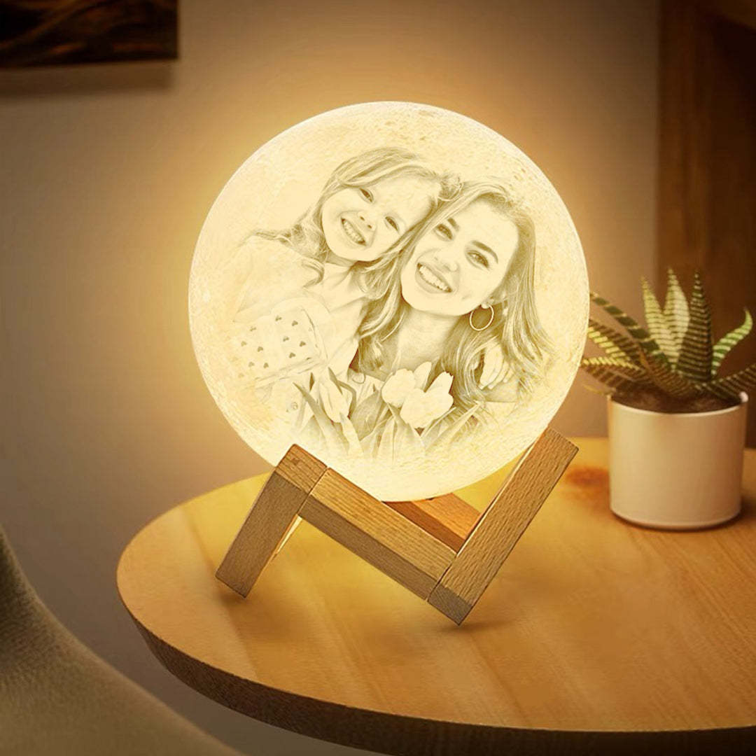 Custom Photo Moon Lamp 3D Printing Lamp - Touch 2 Colors Best Mother's Gift