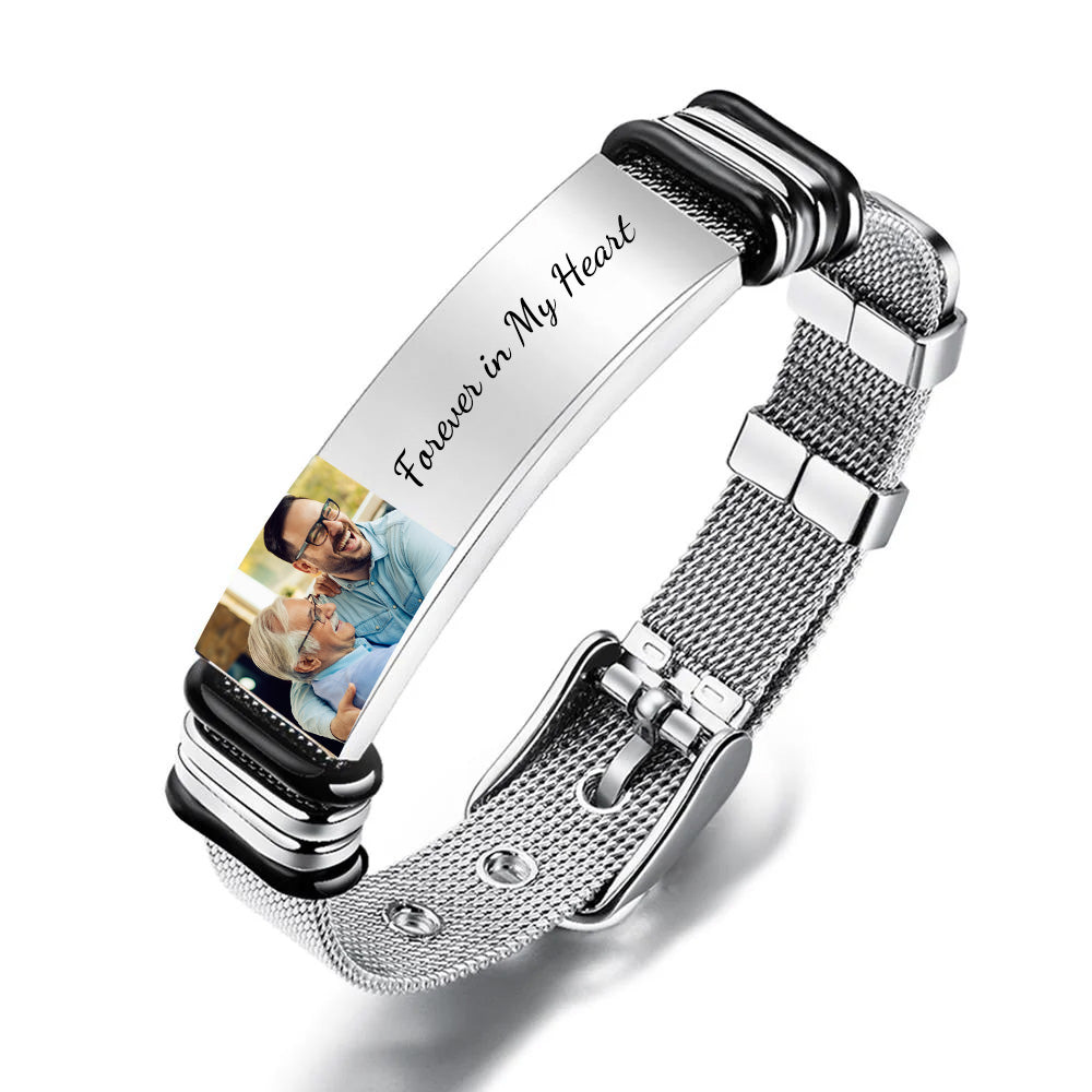 Memorial Gifts Custom Bracelet Photo Engraved Stainless Steel Bracelet