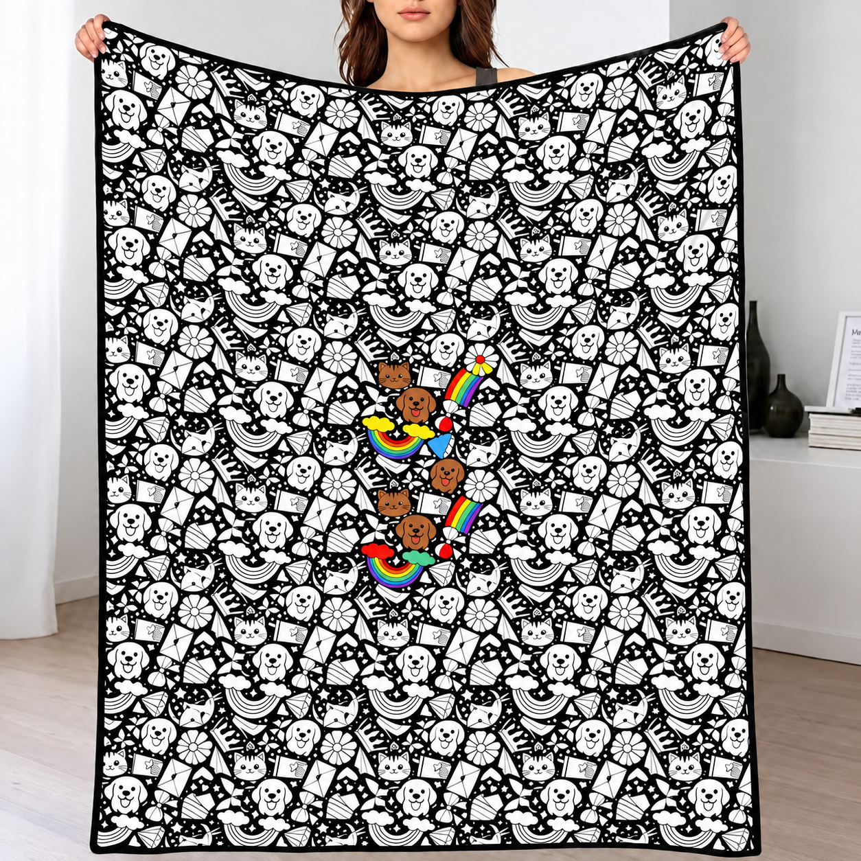 DIY Drawing Blanket (Optional 24-Color Marker Set) Create Your Art Bla