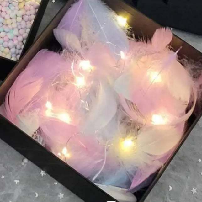 Colorful Feathers+LED Light Strip - Gift Box Filler -