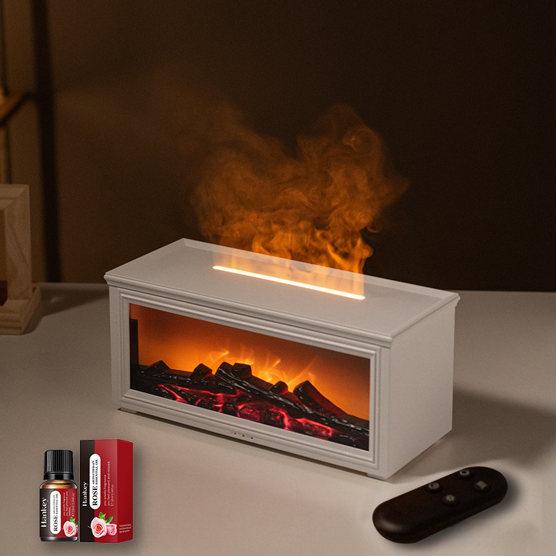 3D Fireplace aroma diffuser Flame Projector Lamp - Smart Aromatherapy Diffuser & Humidifier with Remote Control - 