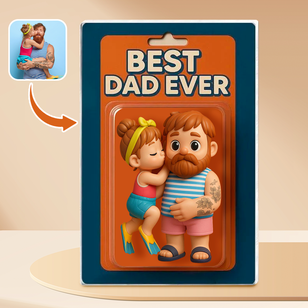 Gifts for Dad Personalised Father's Day Gift , Custom Photo Dad And Kids Action Figure Acrylic Block, Best Dad Ever Block Plaque, Gift For Husband