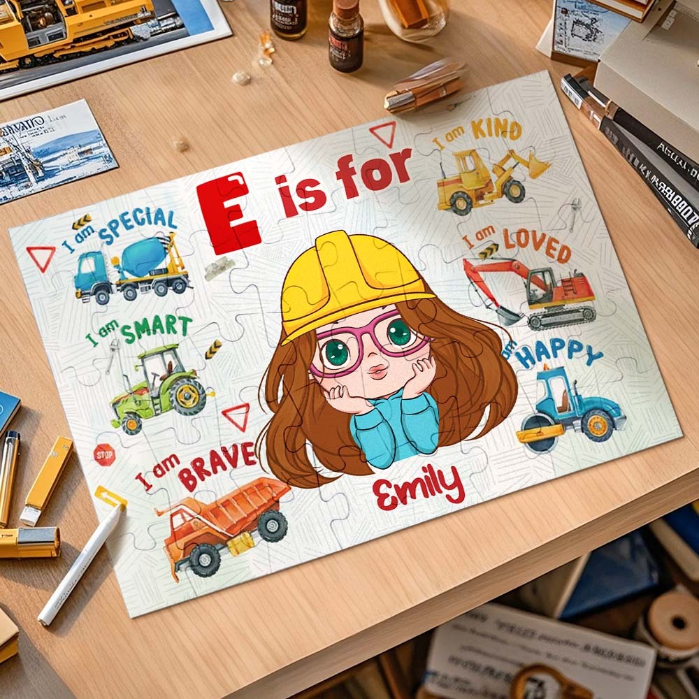Personalized Photo Jigsaw Puzzle with Construction Machines �?The Perfect Stay-at-Home Gift for Kids - 