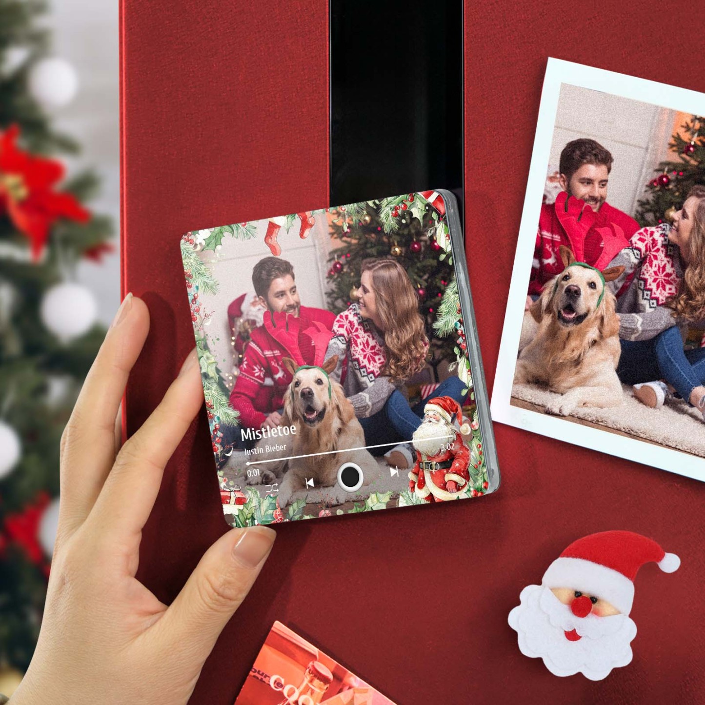 Personalized Christmas Family Photo Music Fridge Magnet Custom Music Magnets Can Play Songs Christmas Gifts for Family - 
