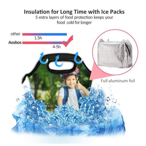 Back To School Personalized Photo Insulation Lunch Bag, Back To School Gifts For Kids Custom Lunch Box With Photo -