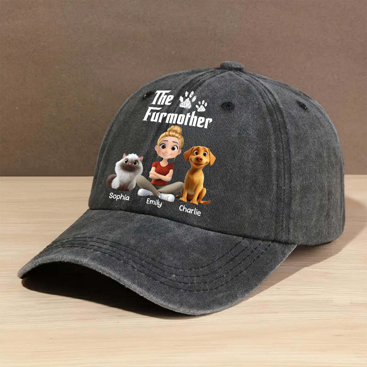 Cool Dog Father - Personalized Custom Vintage Washed Denim Cap -