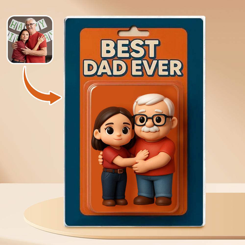Gifts for Dad Personalised Father's Day Gift , Custom Photo Dad And Kids Action Figure Acrylic Block, Best Dad Ever Block Plaque, Gift For Husband