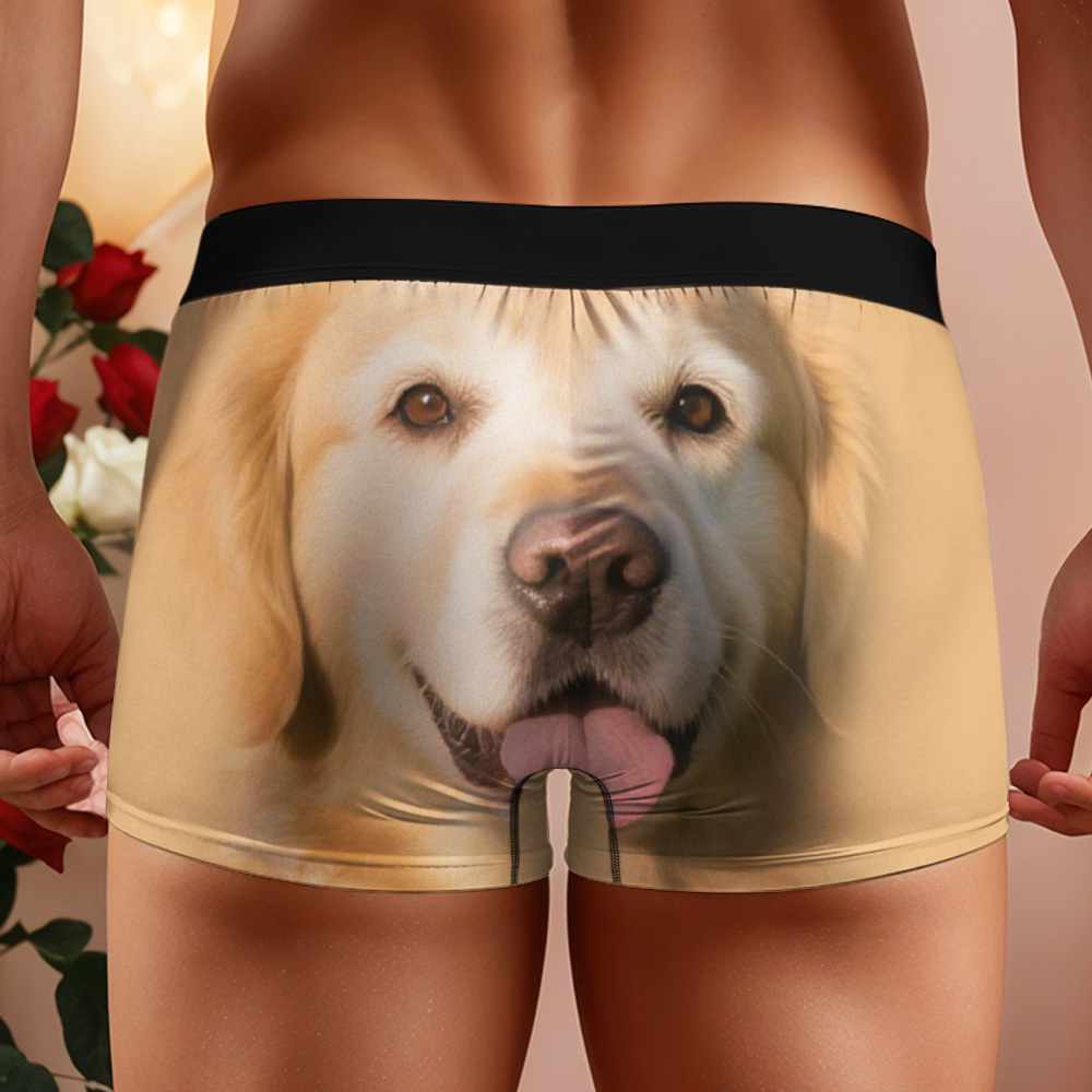 Custom Dog Face Funny Beach Trunks Men's Boxer Briefs - 