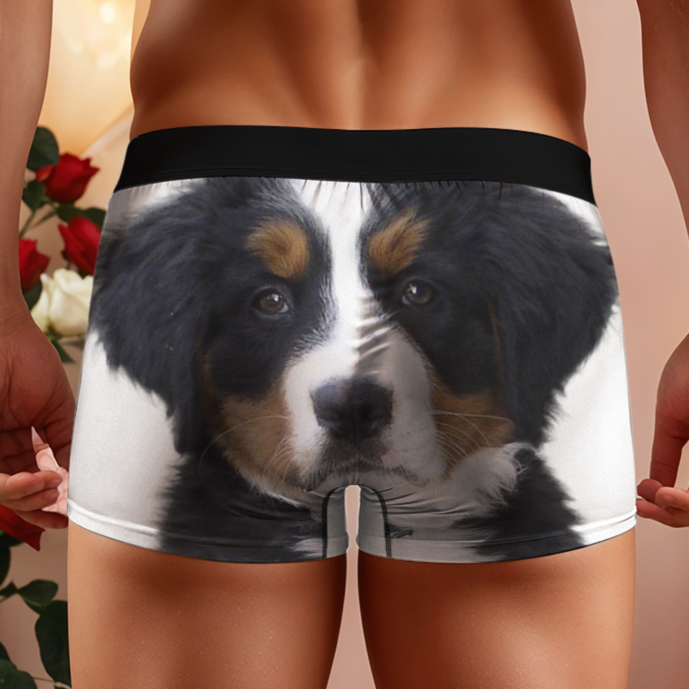 Custom Dog Face Funny Beach Trunks Men's Boxer Briefs - 