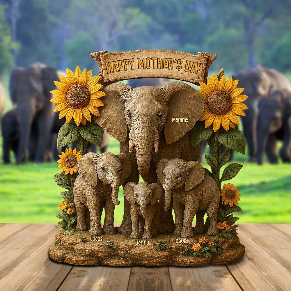 Mother's Day Gifts Elephant Mom Plaque - Personalized Gifts For Mother - 