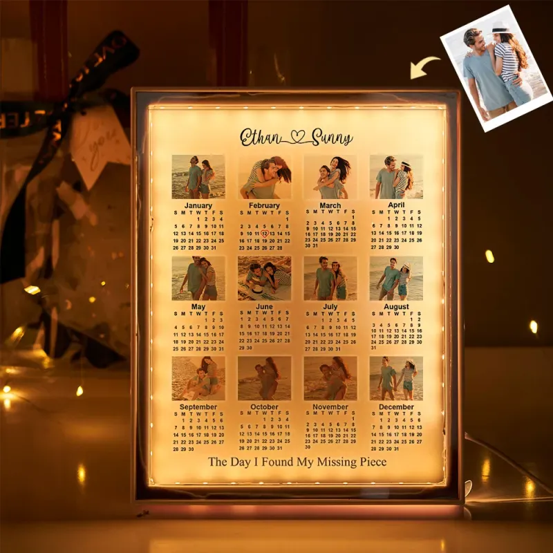 Personalized 2026 Calendar Mirror Light Box with Photo - 