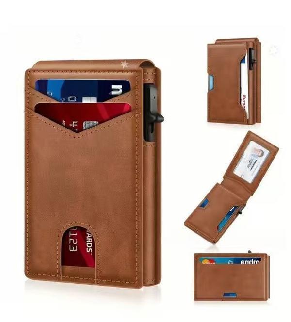 Men’s Foldable Wallet with Bifold Pop - Up ID Window RFID-Blocking Technology Secure Compact Card Holder Gift for Men Valentine's Day Gifts - 