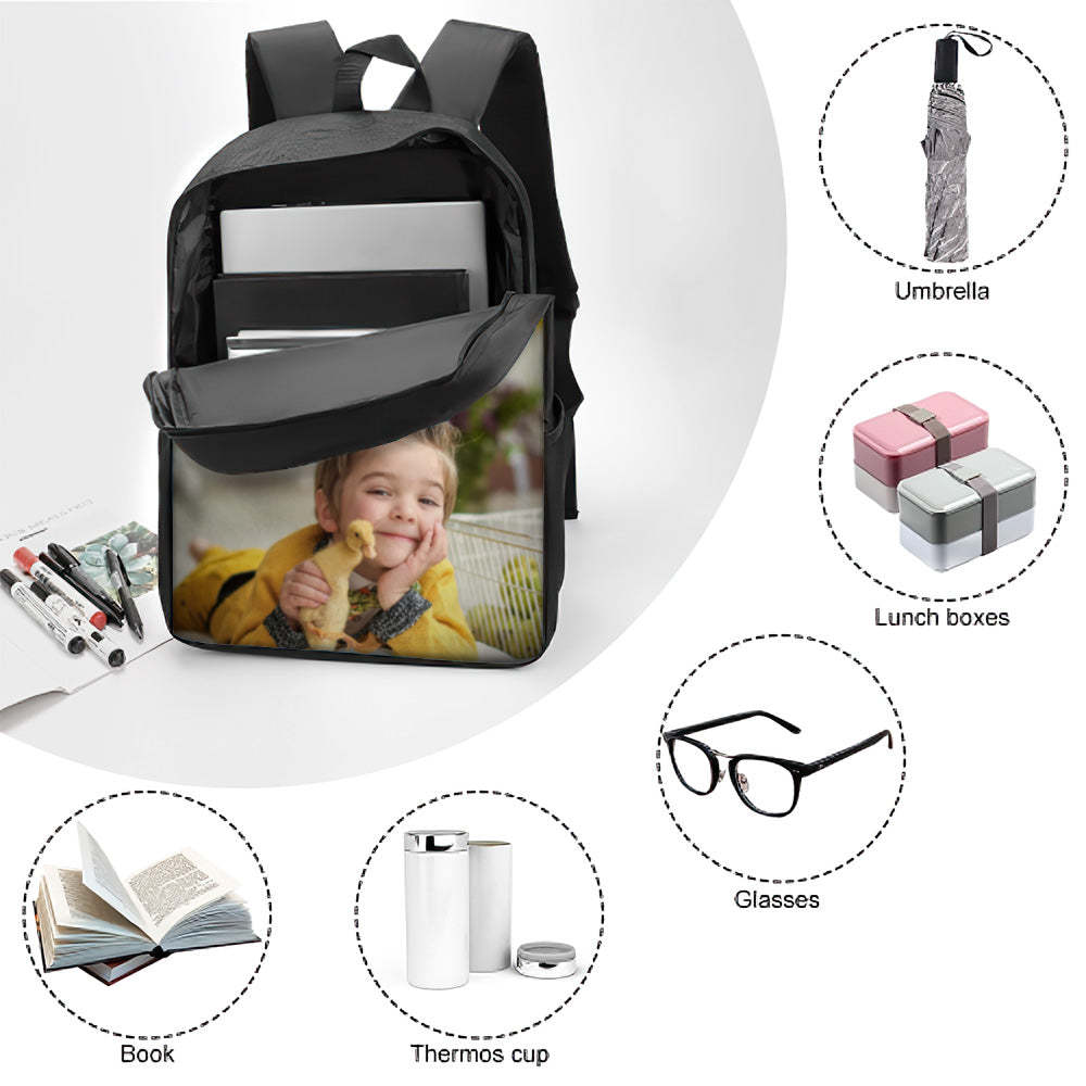 Custom Photo School Backpack, Back To School Gifts Picture Backpacks For Boys And Girls -