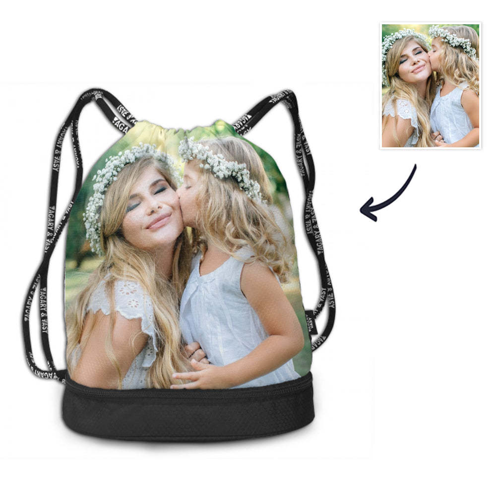 Back to School Gifts Bundle Photo Backpack- Custom Photo On Drawstring Sportpack -
