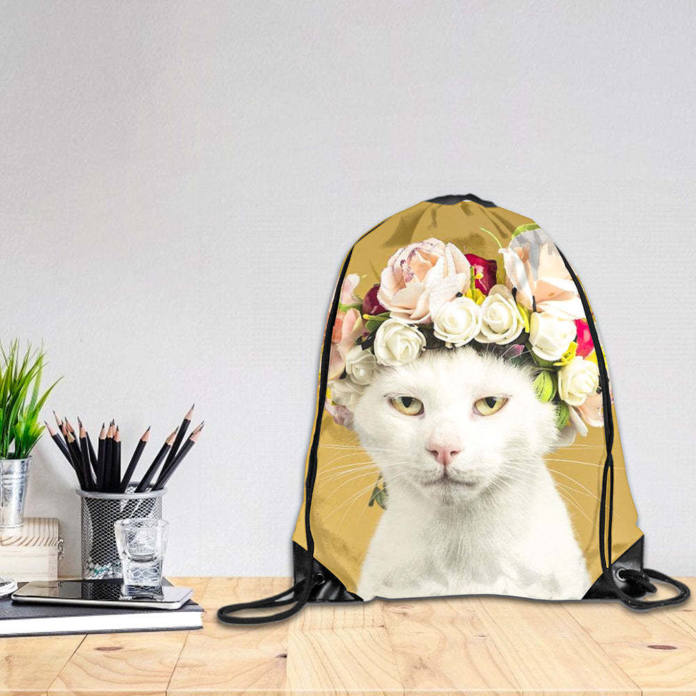 Photo Drawstring Bag Pet Bag For Supplies Drawstring Backpack -