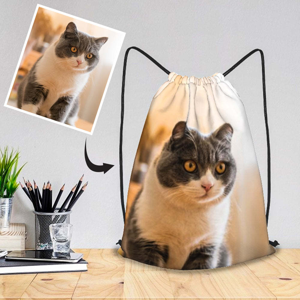 Back To School Gifts Customized Drawstring Sportpack with Photo Pet Bag For Supplies Git for Pet Lover -