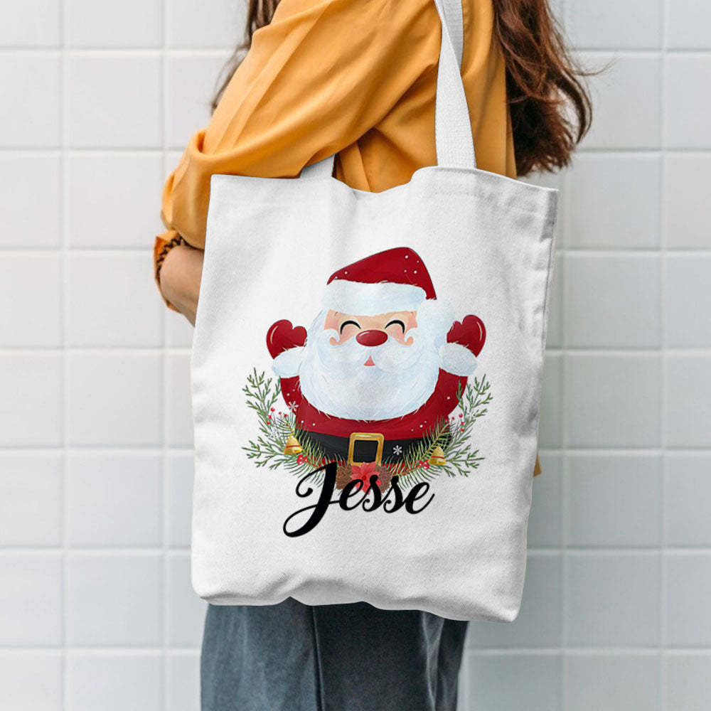 Custom Name Christmas Tote Bag, Christmas Deer Kids Gift Bag, Christmas Present Tote Bag, Christmas Family Gift Tote Bag, Holiday Gift Totes -