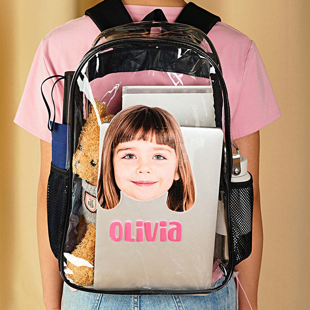 Custom Face Photo and Name Backpack Transparent Bag