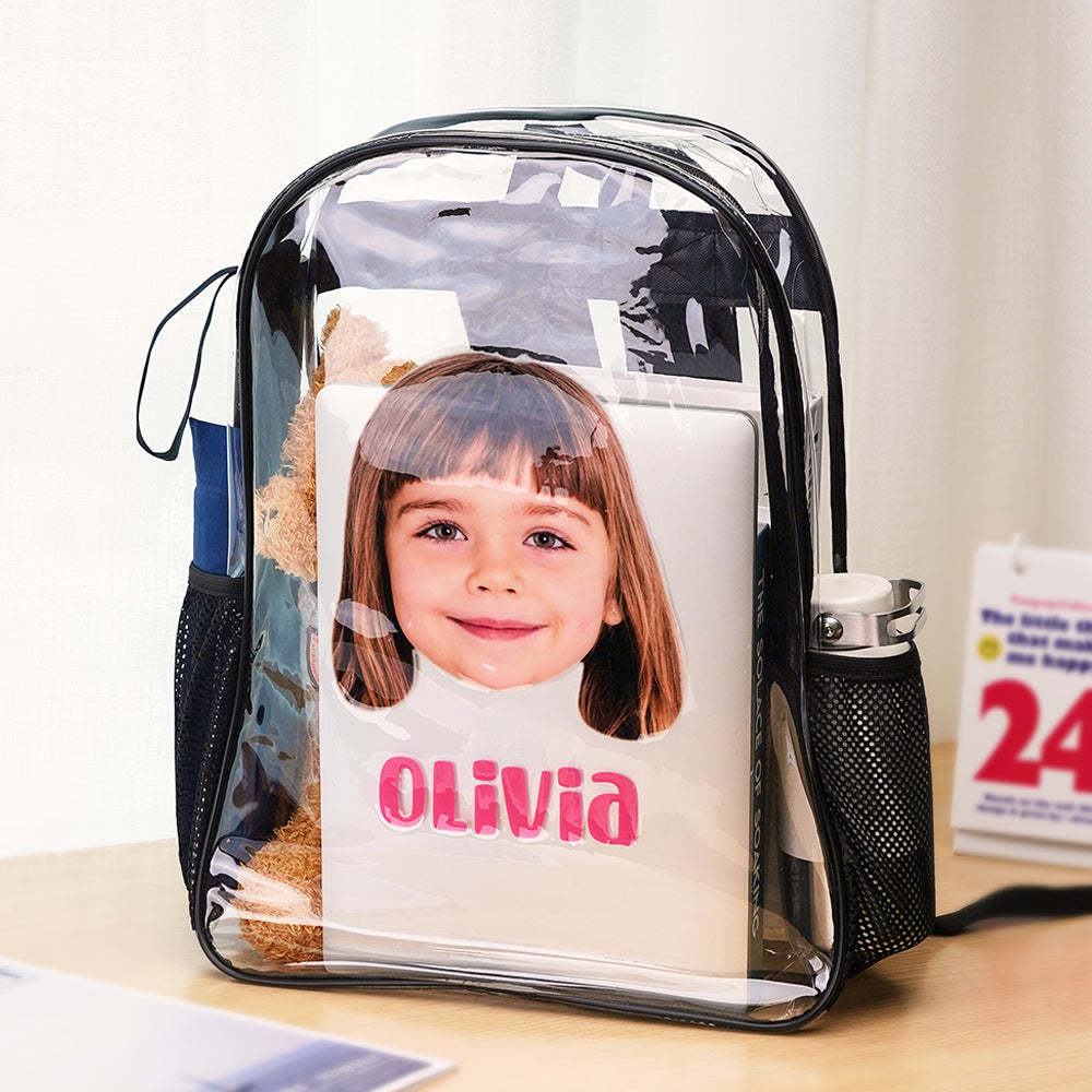 Custom Face Photo and Name Backpack Transparent Bag