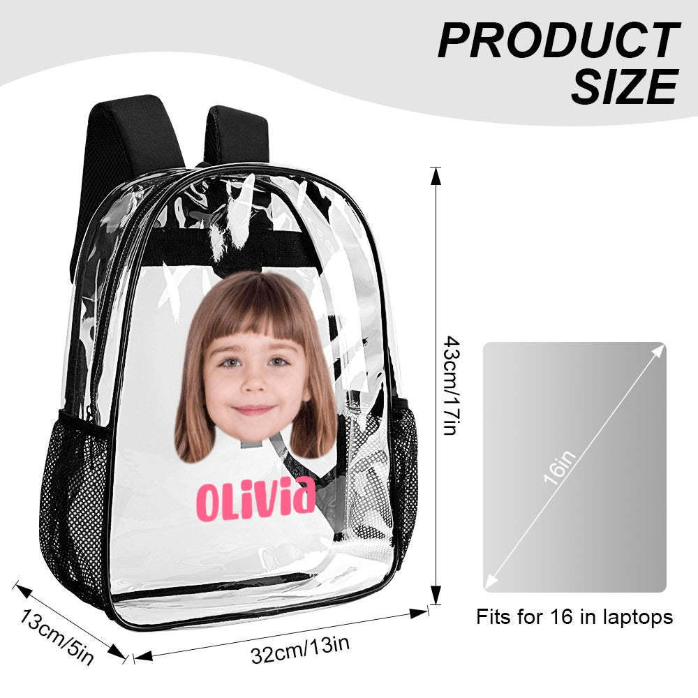 Custom Face Photo and Name Backpack Transparent Bag