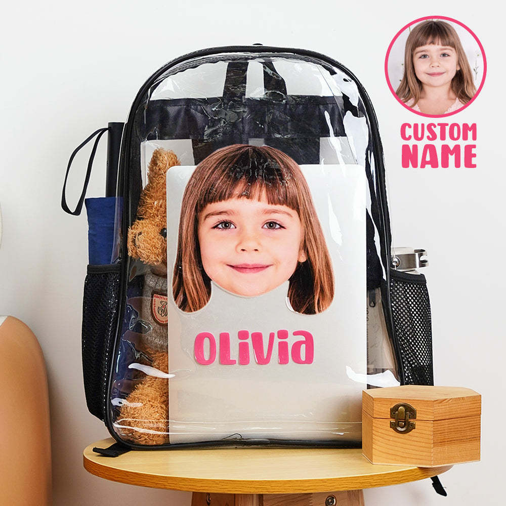 Custom Face Photo and Name Backpack Transparent Bag