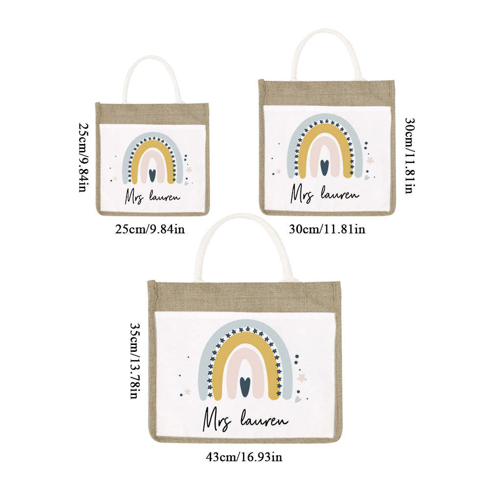 Personalized Teacher Bag Large Jute Bag Gift for Teacher - Myphotowallet
