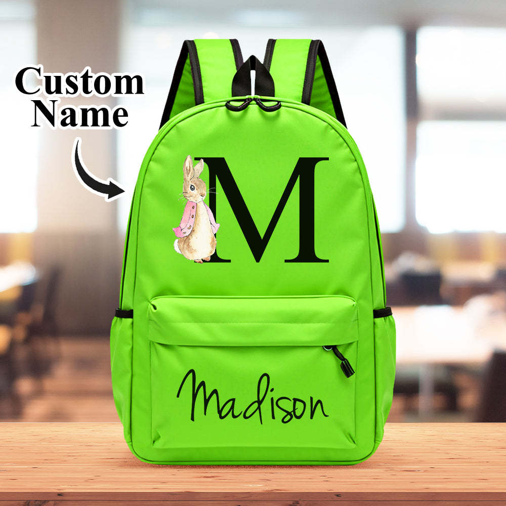 Personalised Name Initial Backpack with Rabbit Design Girls Boys Kids School Bag Back to School Gifts - Myphotowallet