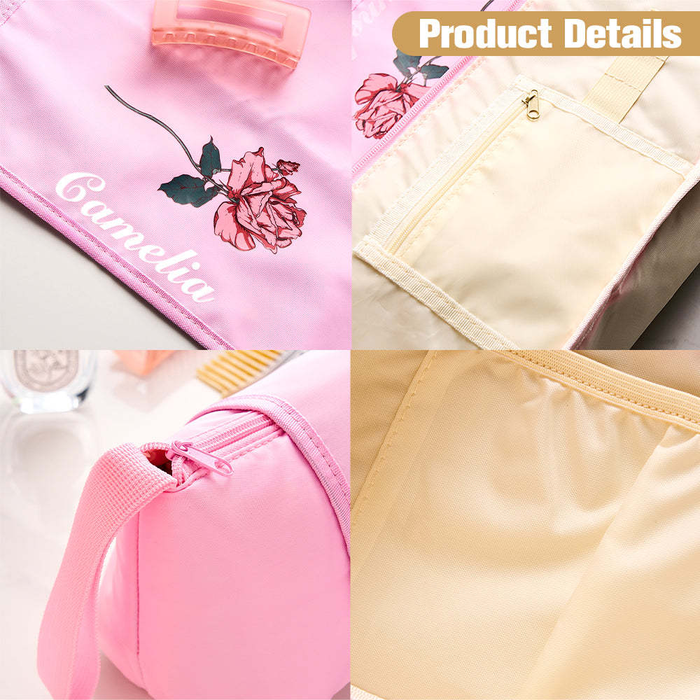 Personalized Birth Flower Heating Rod Storage Bag Waterproof Hairdressing Tool Kit Travel Accessories Gift for Her -