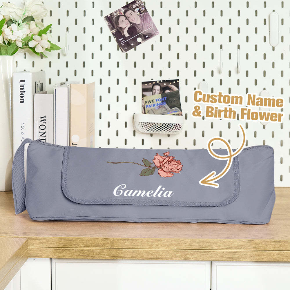 Personalized Birth Flower Heating Rod Storage Bag Waterproof Hairdressing Tool Kit Travel Accessories Gift for Her -