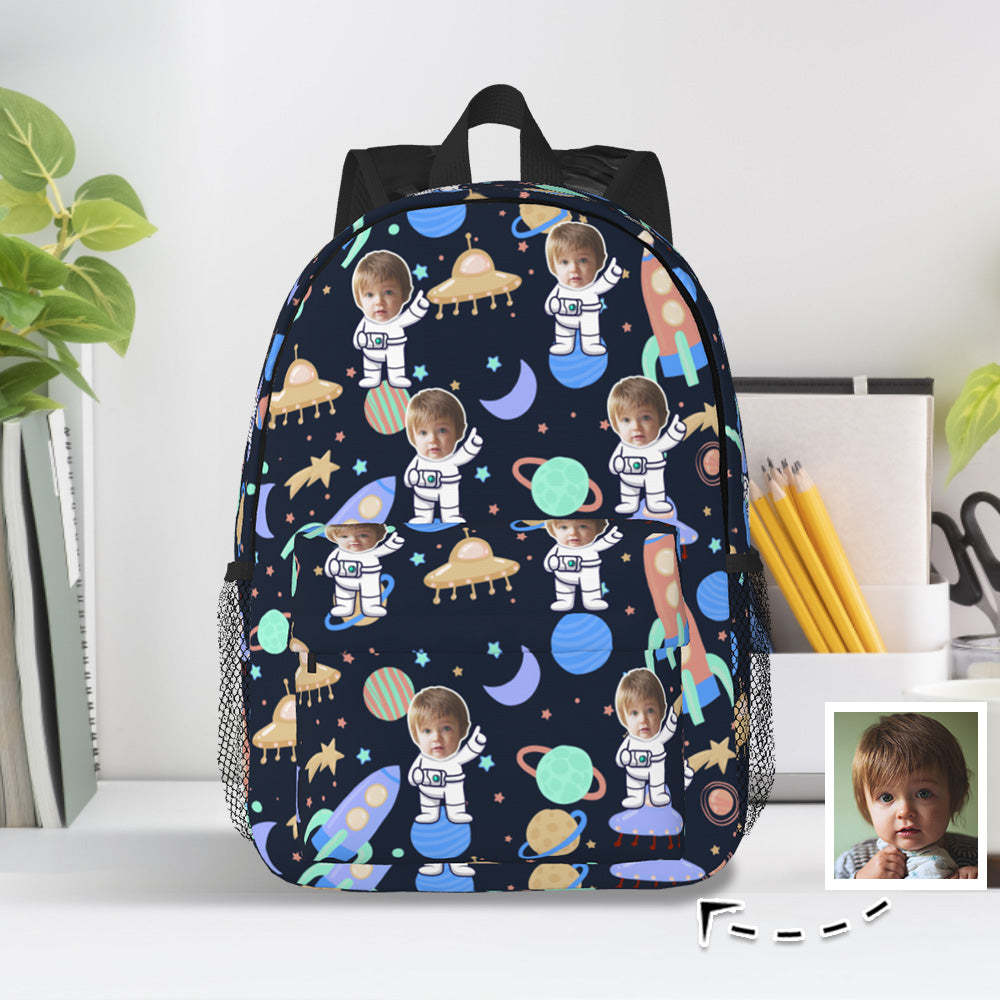 Custom Face Backpack Personalised Space School Bag for Kids -