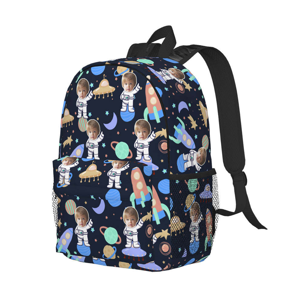 Custom Face Backpack Personalised Space School Bag for Kids -