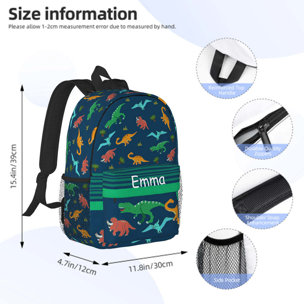 Custom Name Backpack Personalised  Dinosaur School Bag -