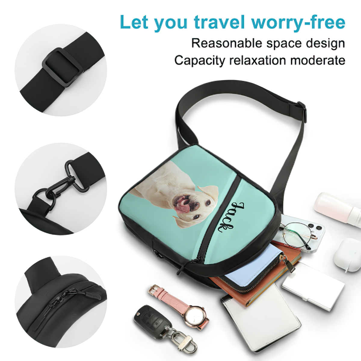 Custom Photo Functional Men Chest Bag Streetwear Bag Personalized Text Women Black Belt Bag Shoulder Crossbody Bag -